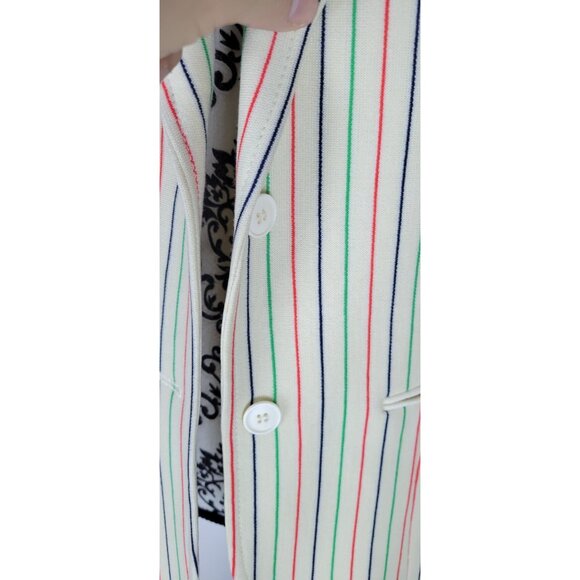 Vintage 80s Womens Size S Blazer Beige Stripped Open Jacket CHOICE by BUTTE - Picture 2 of 16